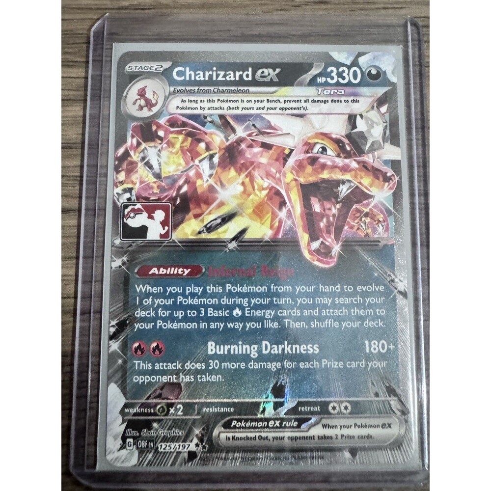 Pokemon TCG Charizard ex 125/197 Obsidian Flames Prize Pack Series 6 Stamp